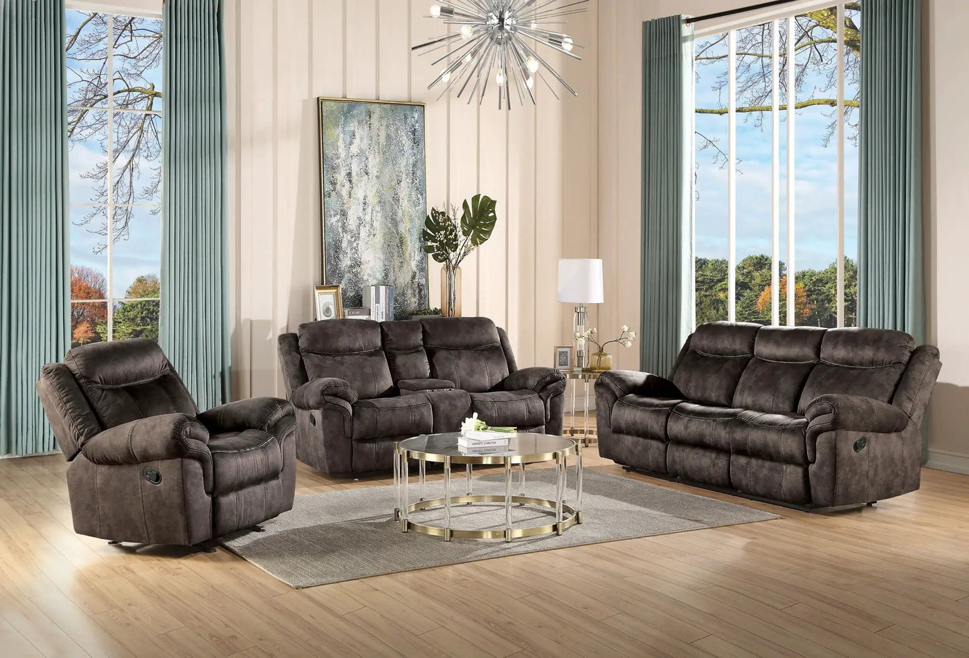 Zubaida - Two Tone 3 Piece Recliner Living Room Set by Unique Piece Furniture