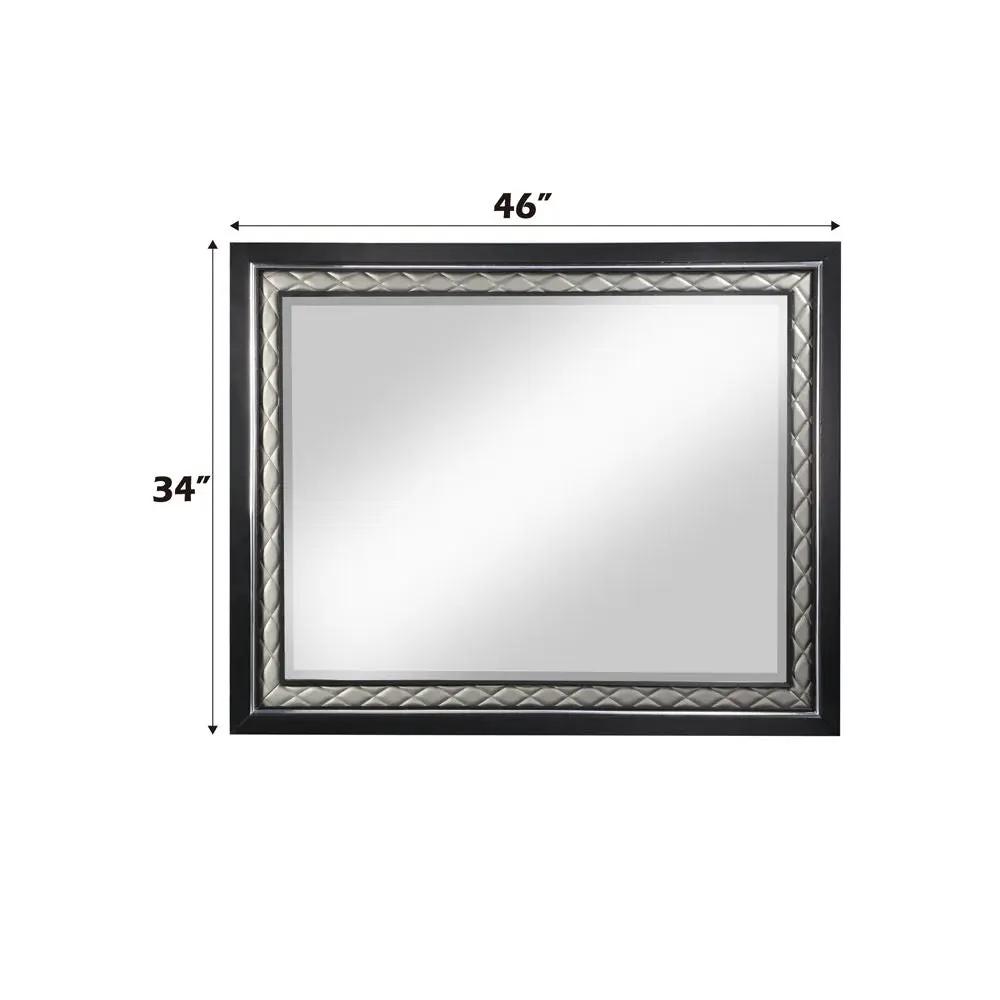 Nicola - Mirror - Silver Synthetic Leather & Black by Unique Piece Furniture