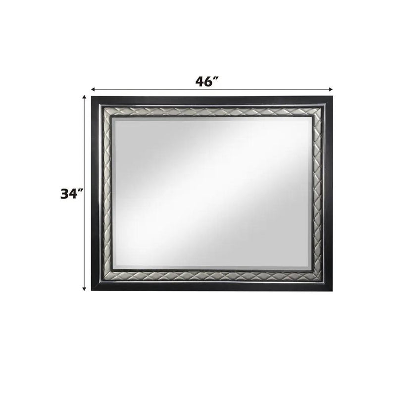 Nicola - Mirror - Silver Synthetic Leather & Black by Unique Piece Furniture