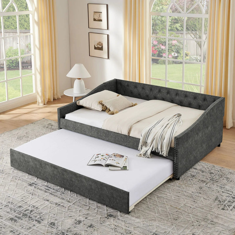 Upholstered Daybed With USB Charging & Pull Out Bed by Unique Piece Furniture