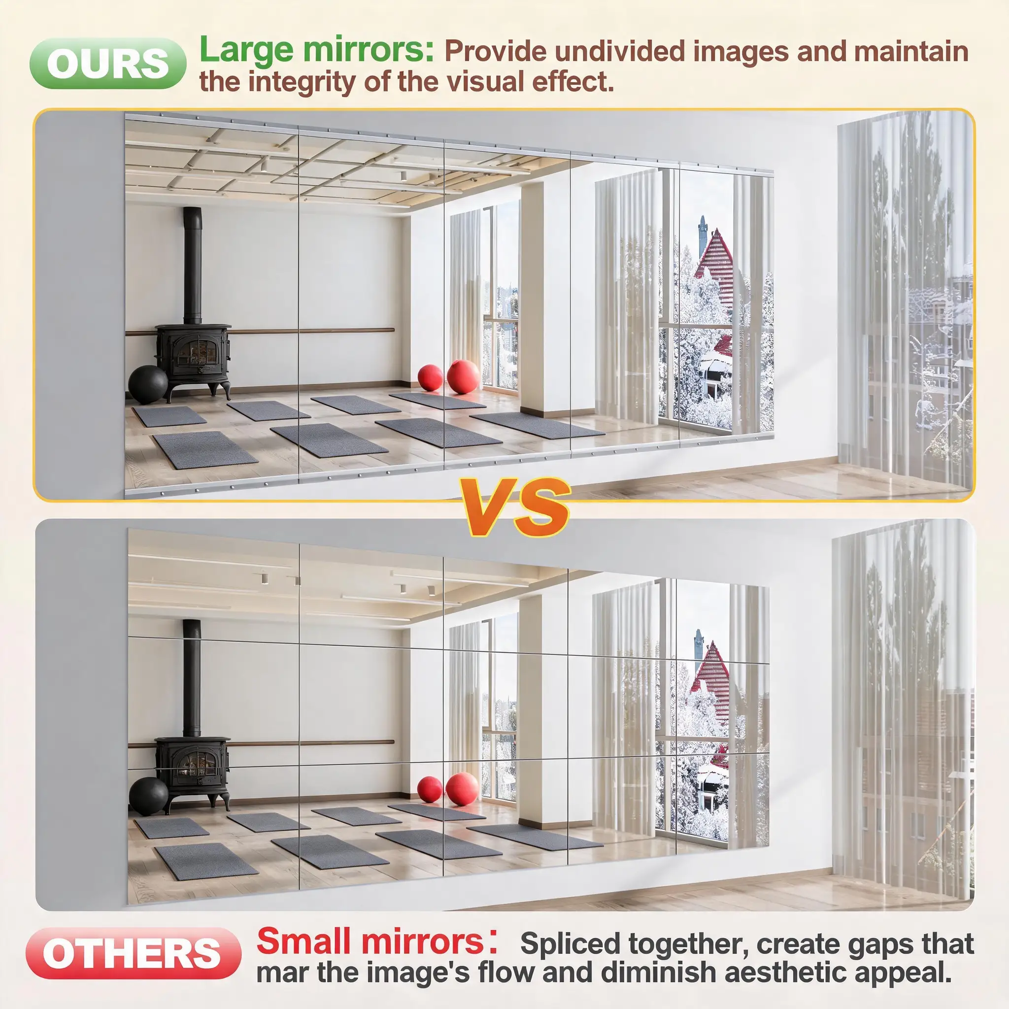 Home Gym Mirror Set - 71"x32" Full Body Mirror (2 PCS) by HouseOfZazla