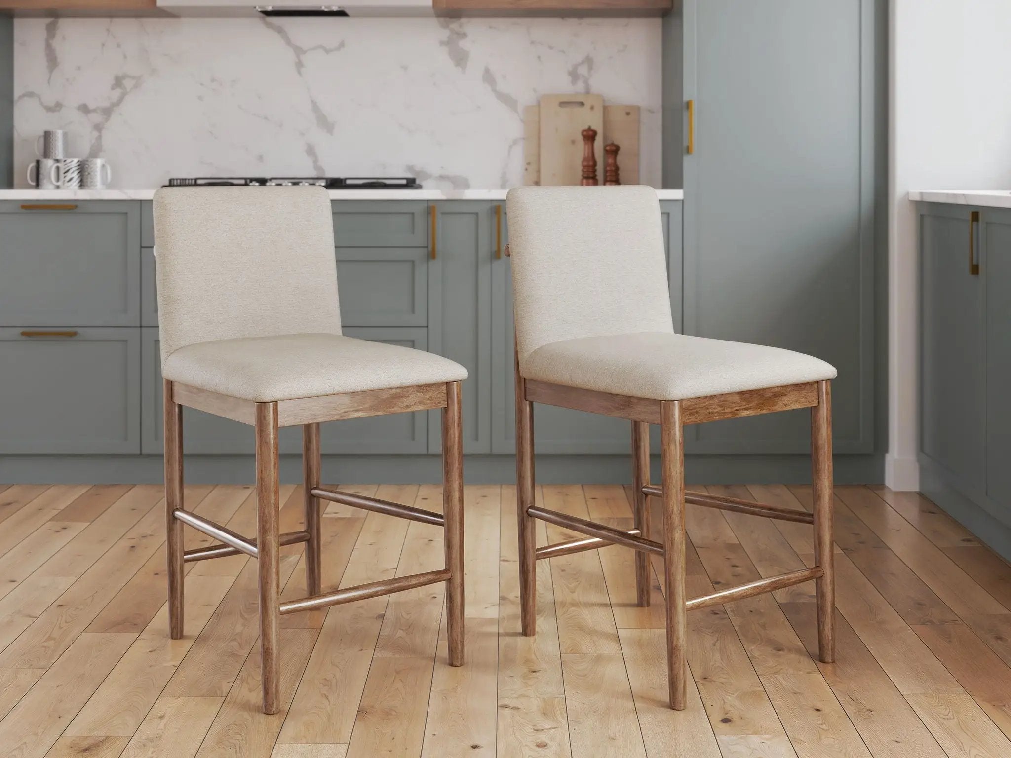 Isanti - Upholstered Barstool (Set of 2) - Light Brown by Unique Piece Furniture