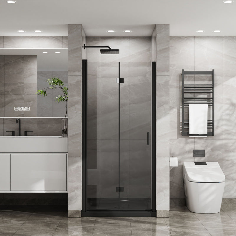 Bifold Frameless Glass Shower Door With Pivot Swing Panel, Tempered Clear Glass by HouseOfZazla