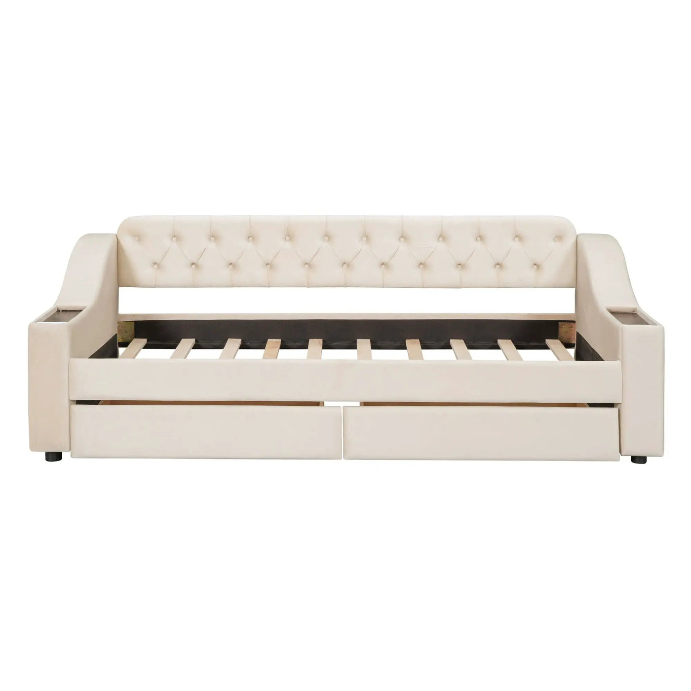 Upholstered Daybed With Storage Armrests And USB Port by HouseOfZazla