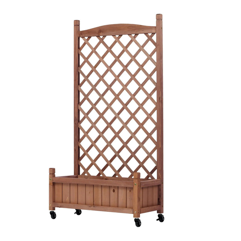 Raised Garden Bed With Trellis 2 Pack, Outdoor Planter Box & Plant Stand With Climbing Racks - Brown by HouseOfZazla