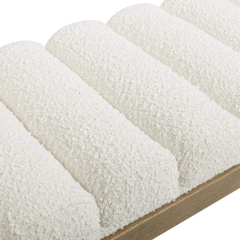 Bella - Upholstered Modern Accent Bench - Ivory White by HouseOfZazla