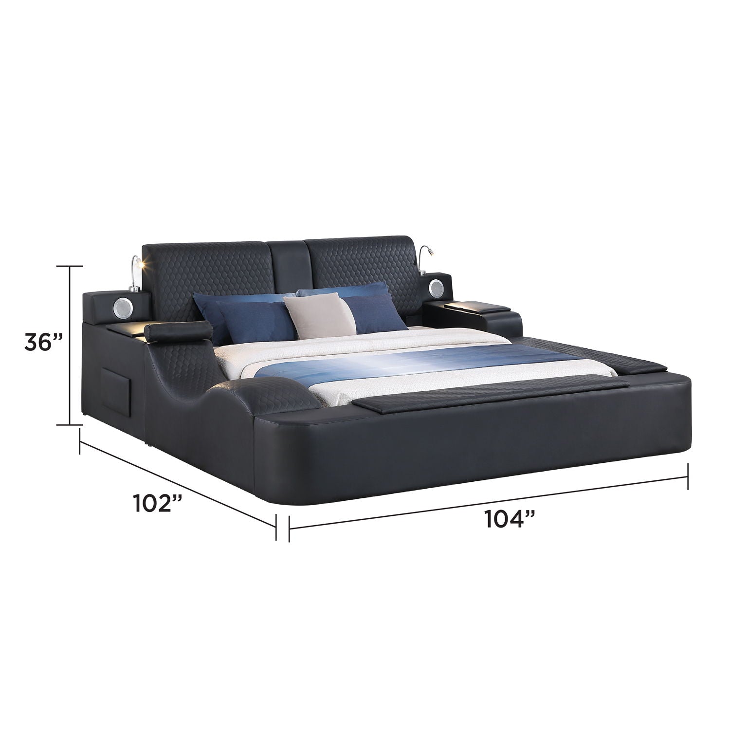 Zoya - Smart Multifunctional Bed, Built In Bluetooth Speakers, USB Charging by HouseOfZazla