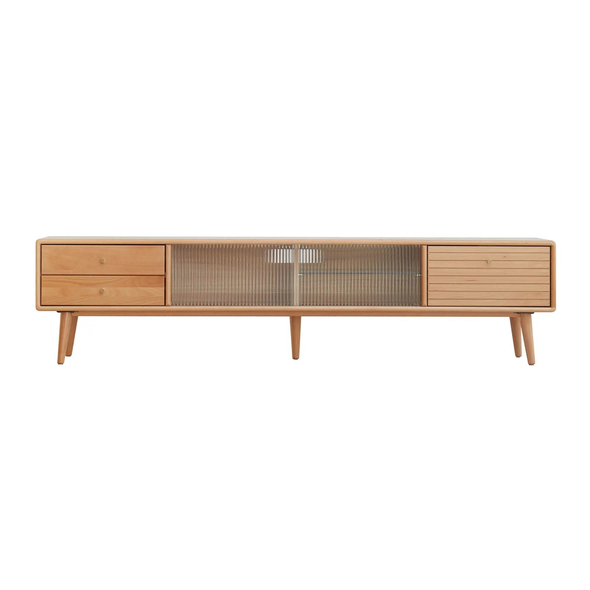 TV Cabinet With Chinese Changhong Glass Doors, Two Drawer Storage Space TV Standing by Unique Piece Furniture