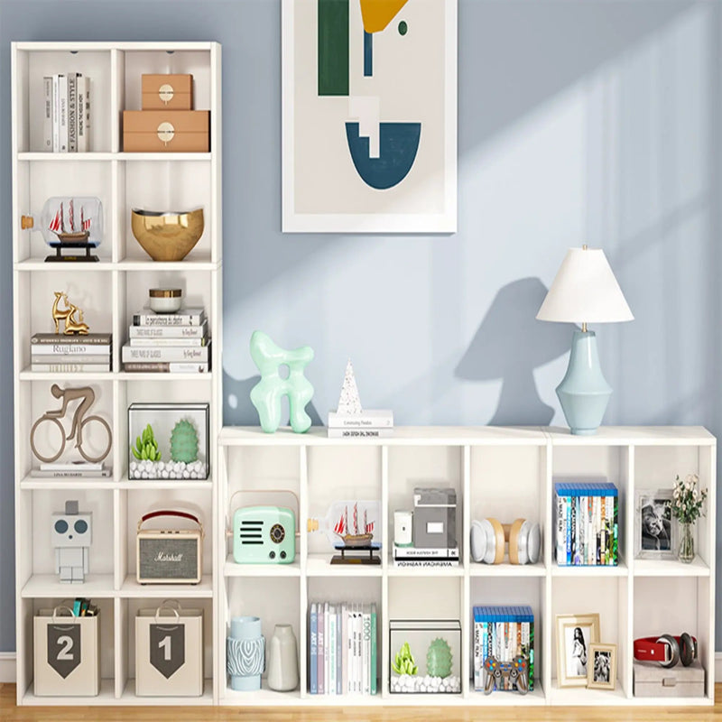 Narrow 12 Cube Bookcase With Closed Back For Living Room - White