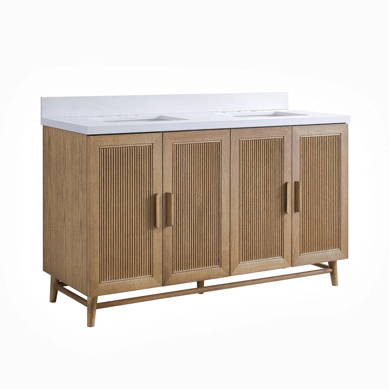 Fully Assembled 60'' Light Coffee Single Sink Bathroom Vanity by HouseOfZazla