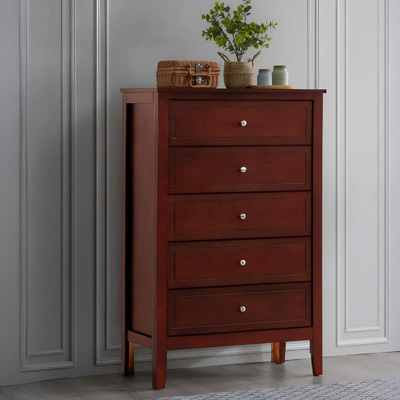 Daniel - Chest, 5 Drawer Storage Unit - Cherry by HouseOfZazla