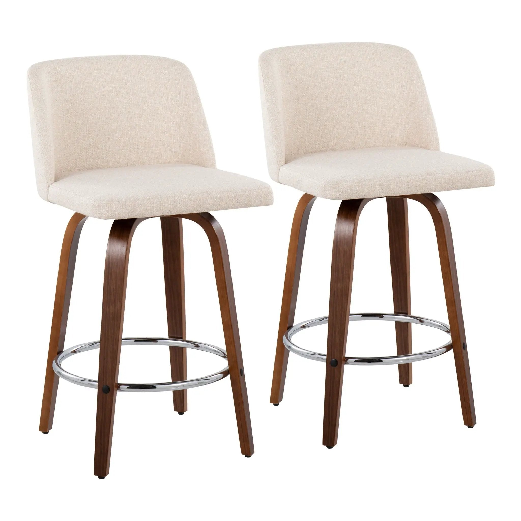 Toriano - Mid-Century Modern Fixed Height Counter Stool With Round Footrest (Set of 2) by Unique Piece Furniture