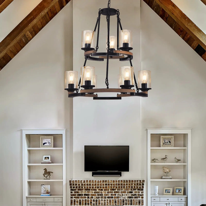 9-Light Vintage Wagon Wheel Chandelier by HouseOfZazla