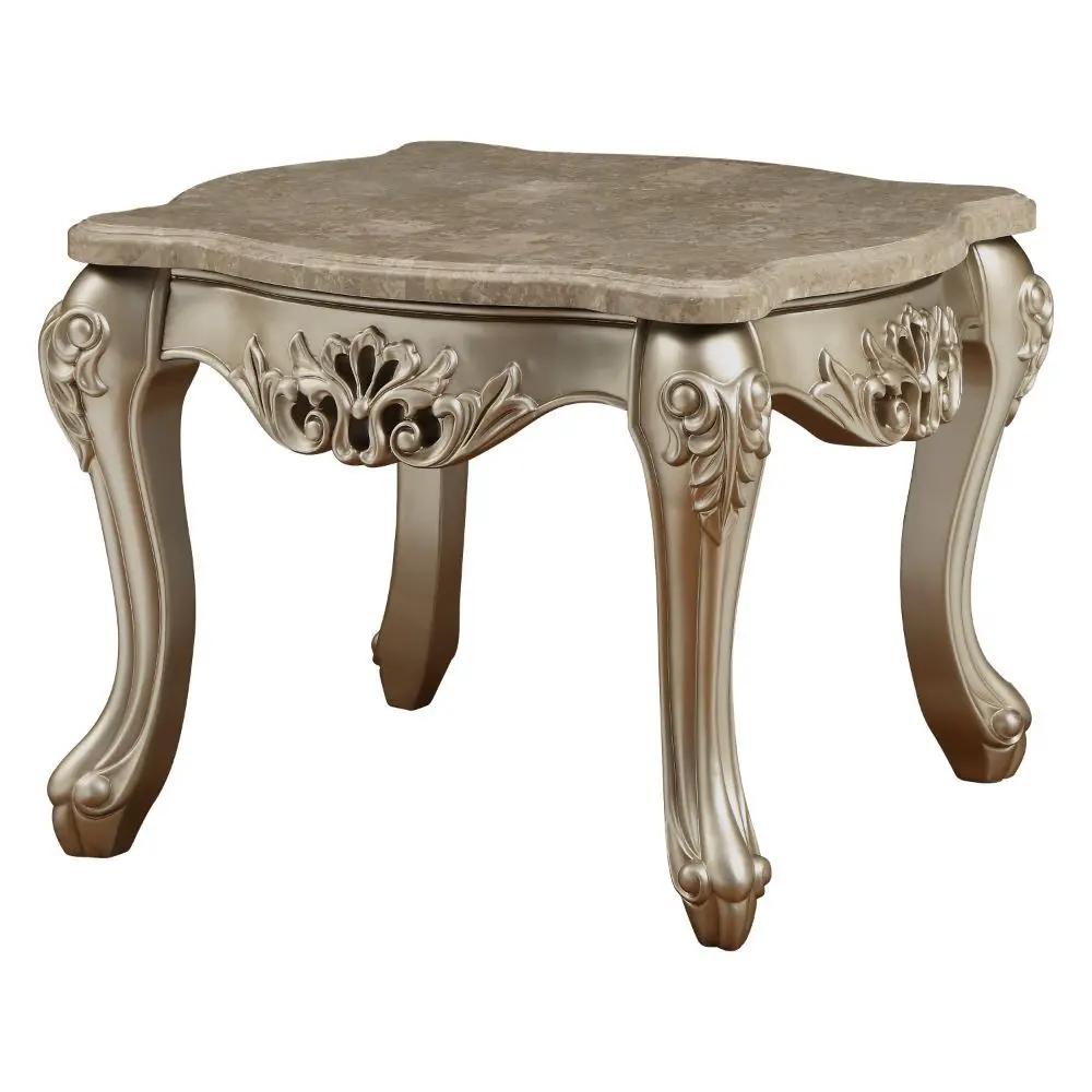 Ranita - End Table - Marble Top & Champagne by Unique Piece Furniture