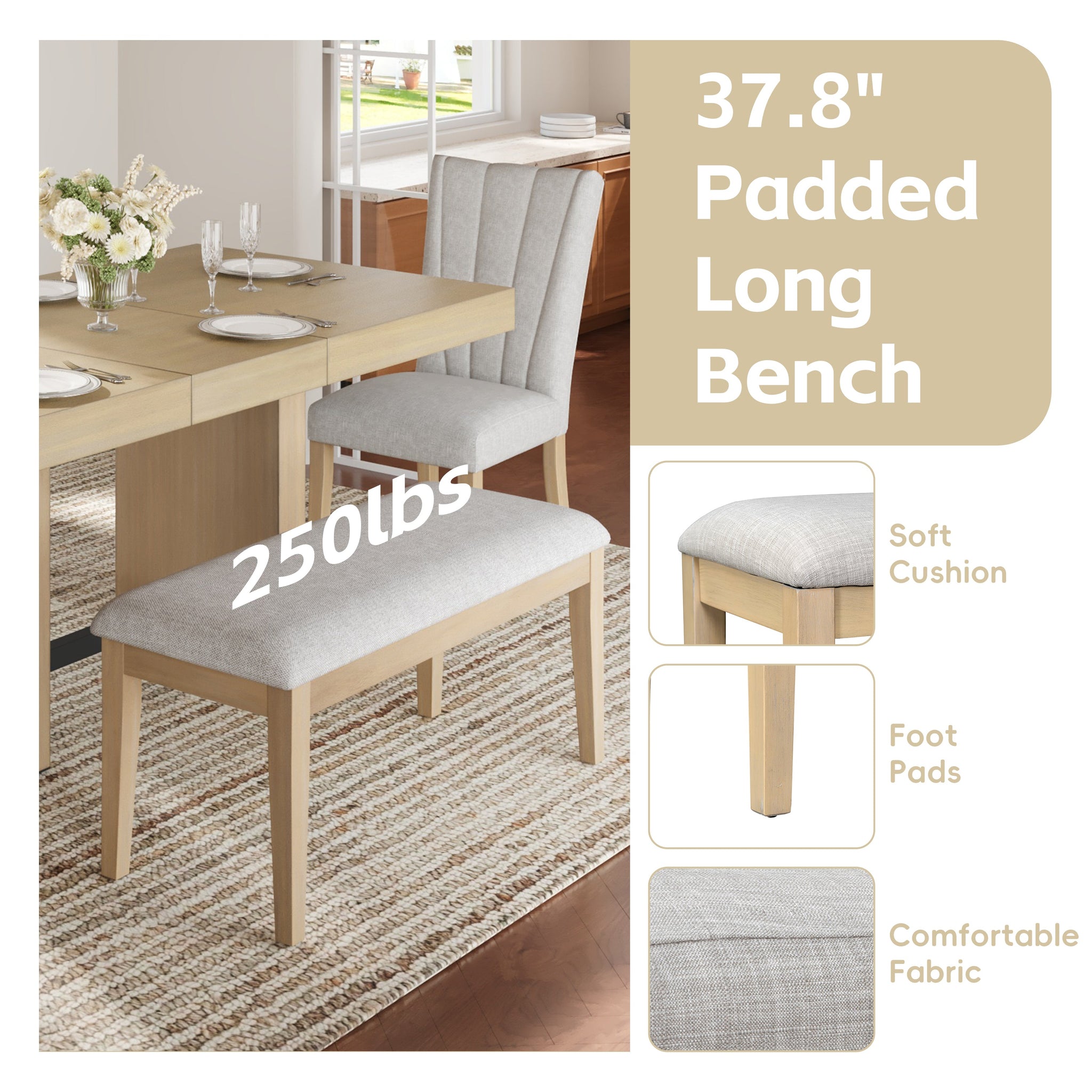 TOPMAX Farmhouse Extendable Wood Dining Table Set for 6 by HouseOfZazla