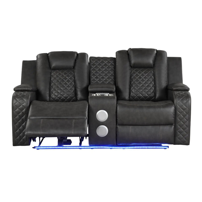 Benz - Power Recliner Set With LED Lighting And USB Charging by HouseOfZazla