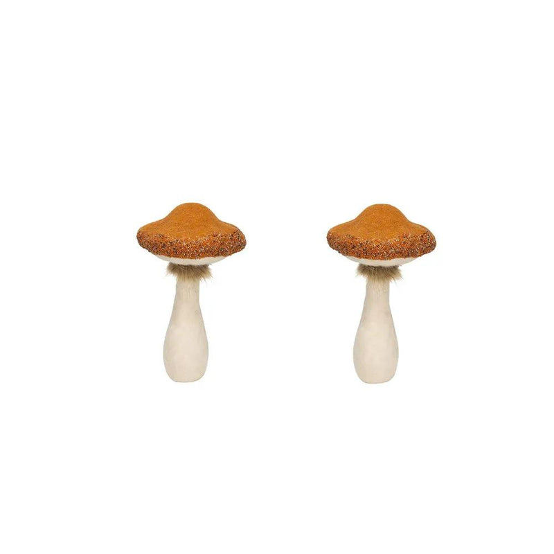 Mushroom Holiday Ornament, For Harvest Festival Fall Festival & Thanksgiving Table Decorations (Set of 2) - Beige / Orange by Unique Piece Furniture