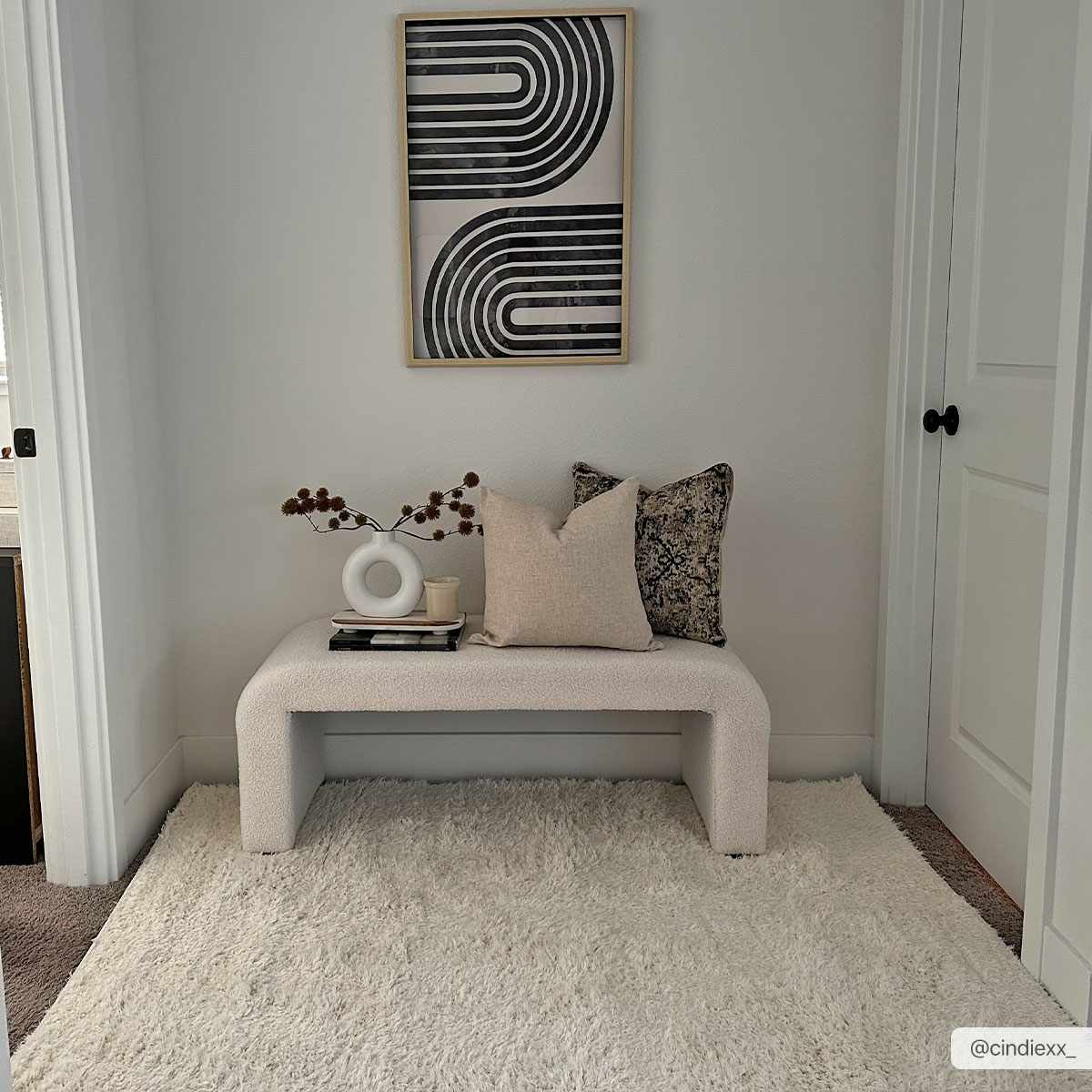 Faina Solid Cream Shag Washable Area Rug - Clearance by Boutique Rugs