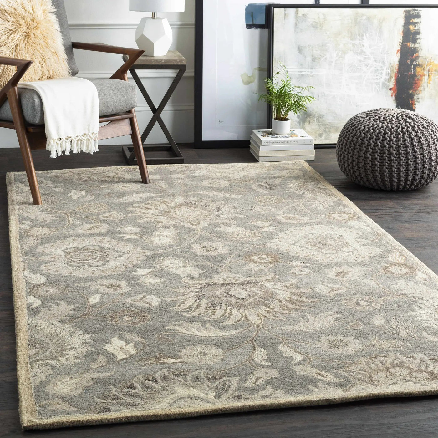 Conesus 1195 Hand Tufted Ivory & Taupe Wool Rug by Boutique Rugs