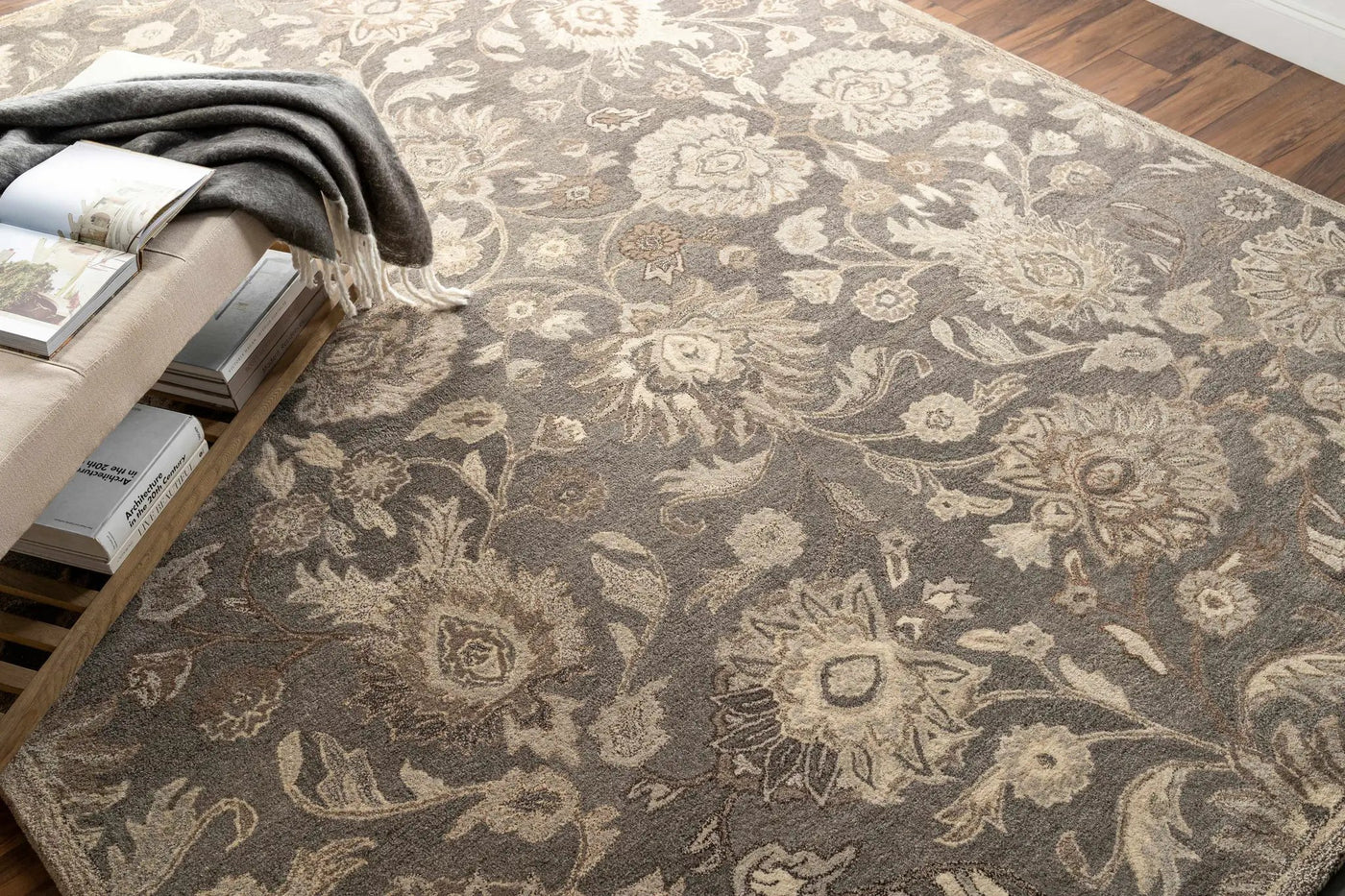 Conesus 1195 Hand Tufted Ivory & Taupe Wool Rug by Boutique Rugs