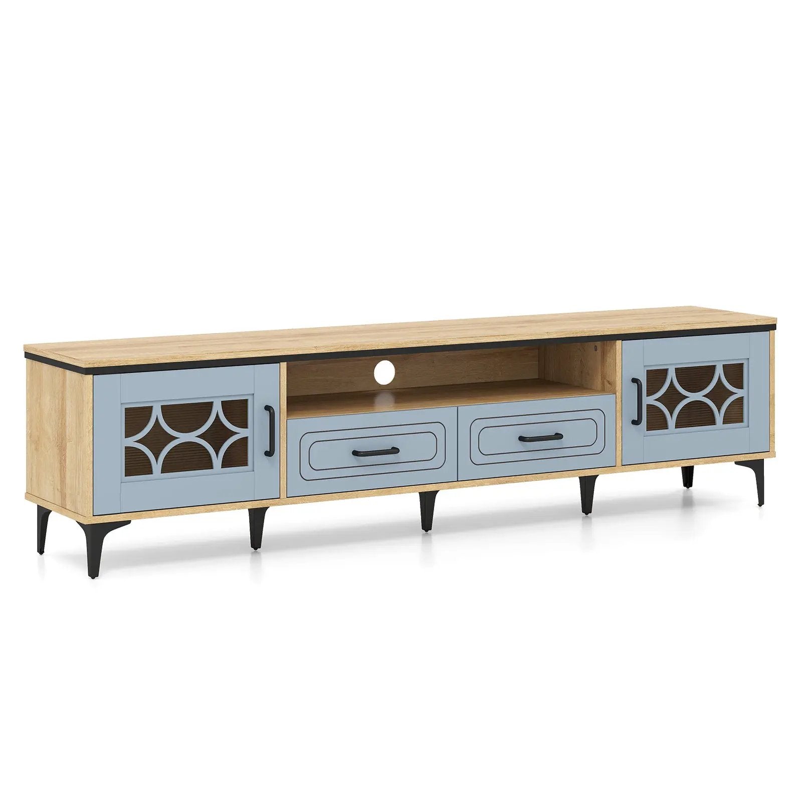 Farmhouse TV Stand for TVs up to 80 Inch with 2 Drawers by DirectDeals