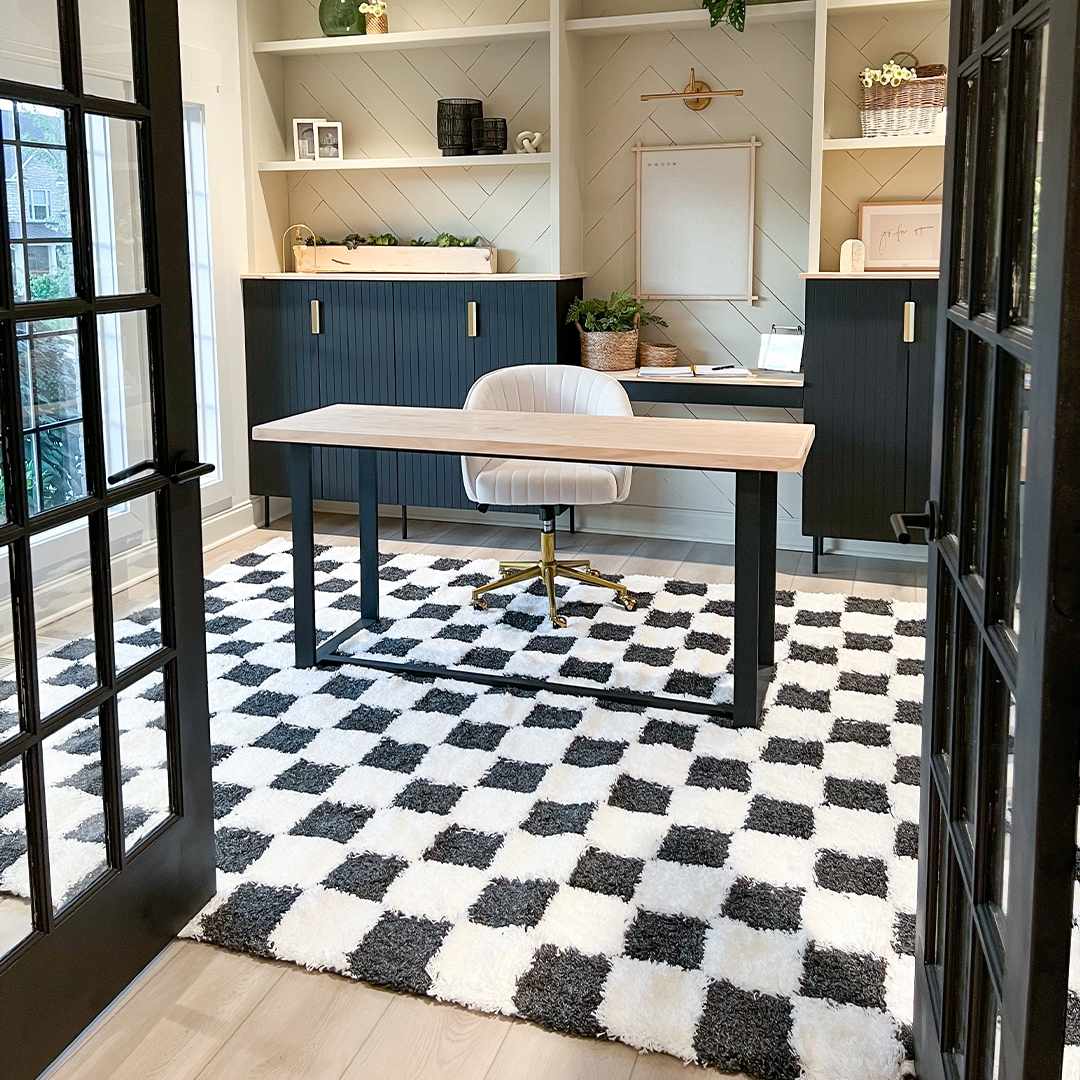 Atira Black & White Checkered Area Rug by Boutique Rugs