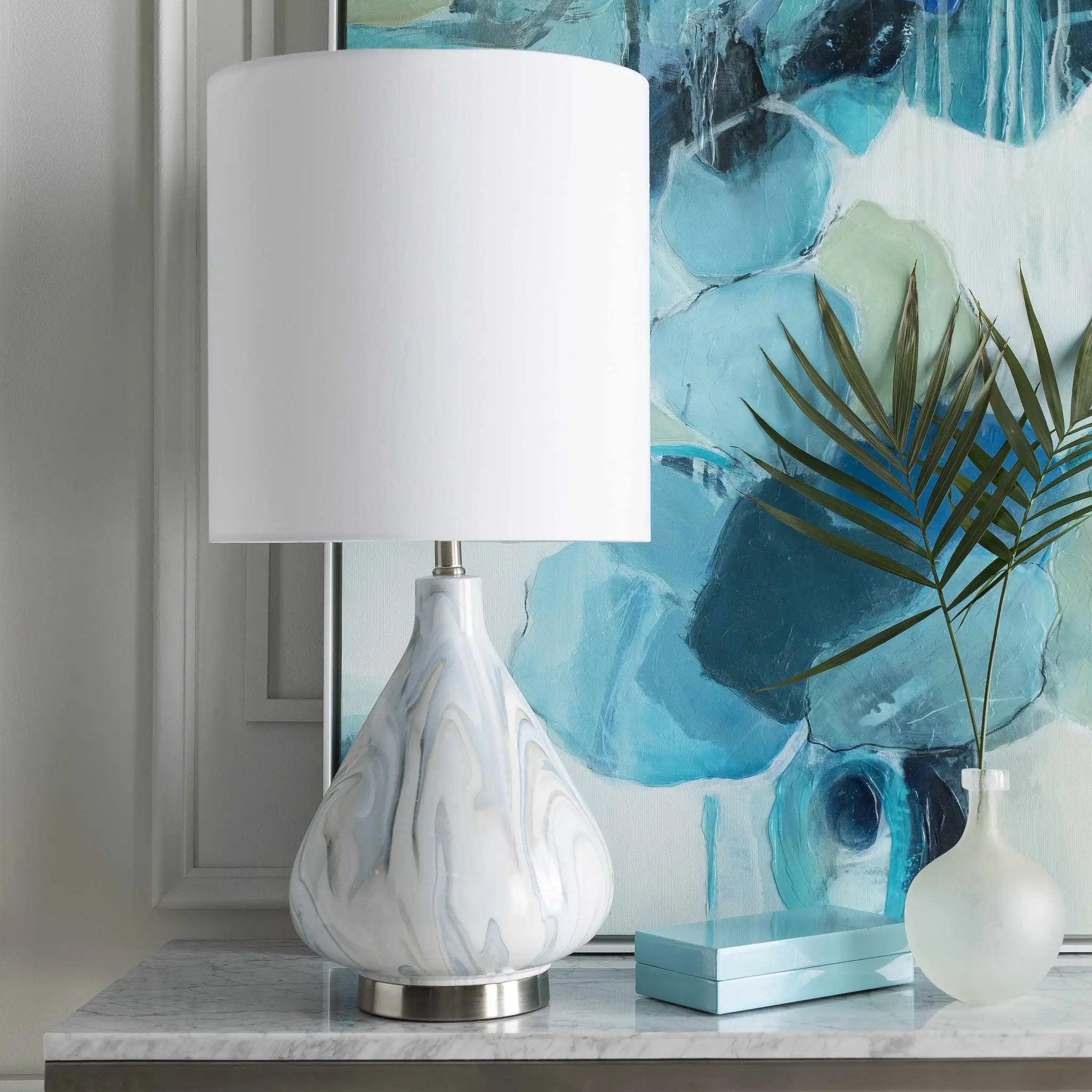 Farnborough Marble Ceramic Table Lamp by Boutique Rugs