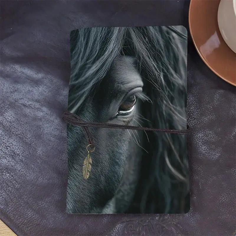 Fashionable Leather Notebook - Elegant Black Horse Design with Labeled Sections, 80 Sheets/160 Pages, Soft Cover & Perforated Pages, Compact & Portable Journal for Onboarding, Task Lists, Work Notes - Ideal New Job Gift for C by House Of Avana