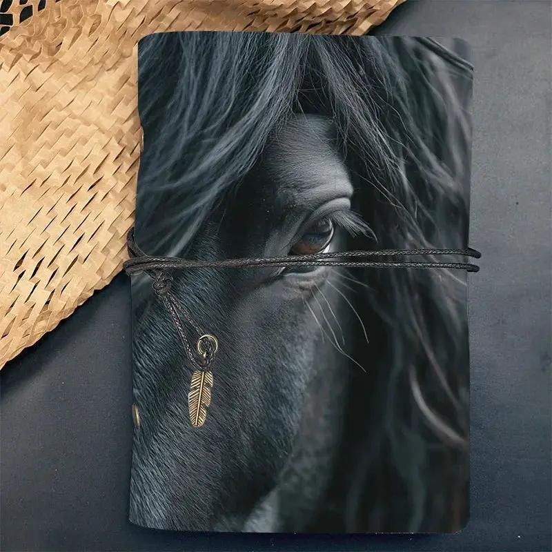 Fashionable Leather Notebook - Elegant Black Horse Design with Labeled Sections, 80 Sheets/160 Pages, Soft Cover & Perforated Pages, Compact & Portable Journal for Onboarding, Task Lists, Work Notes - Ideal New Job Gift for C by House Of Avana