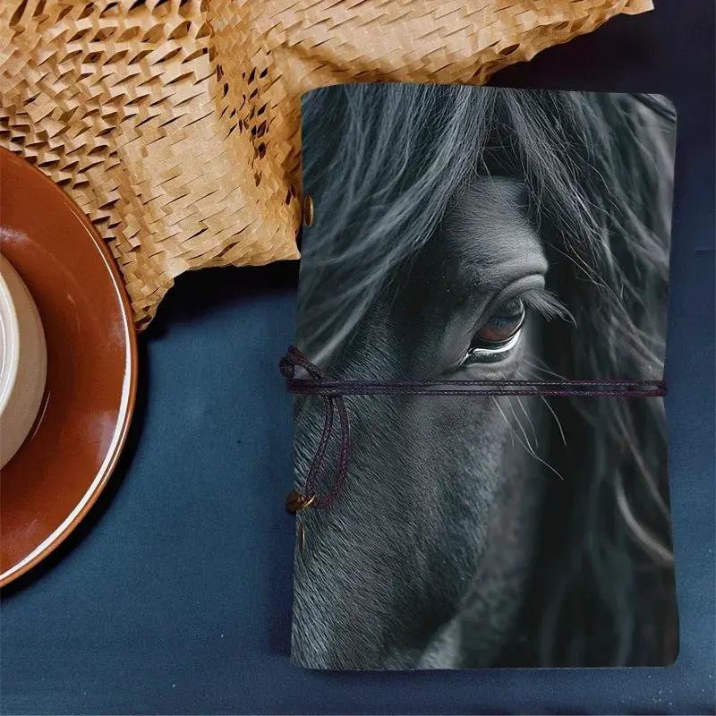 Fashionable Leather Notebook - Elegant Black Horse Design with Labeled Sections, 80 Sheets/160 Pages, Soft Cover & Perforated Pages, Compact & Portable Journal for Onboarding, Task Lists, Work Notes - Ideal New Job Gift for C by House Of Avana