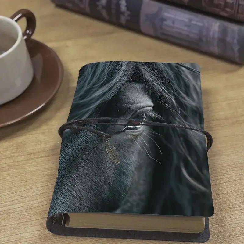 Fashionable Leather Notebook - Elegant Black Horse Design with Labeled Sections, 80 Sheets/160 Pages, Soft Cover & Perforated Pages, Compact & Portable Journal for Onboarding, Task Lists, Work Notes - Ideal New Job Gift for C by House Of Avana