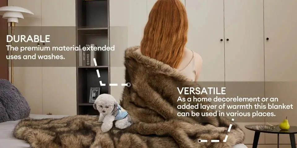 Faux Fur Blanket - Super Soft 1000GSM 60x80 by House Of Avana