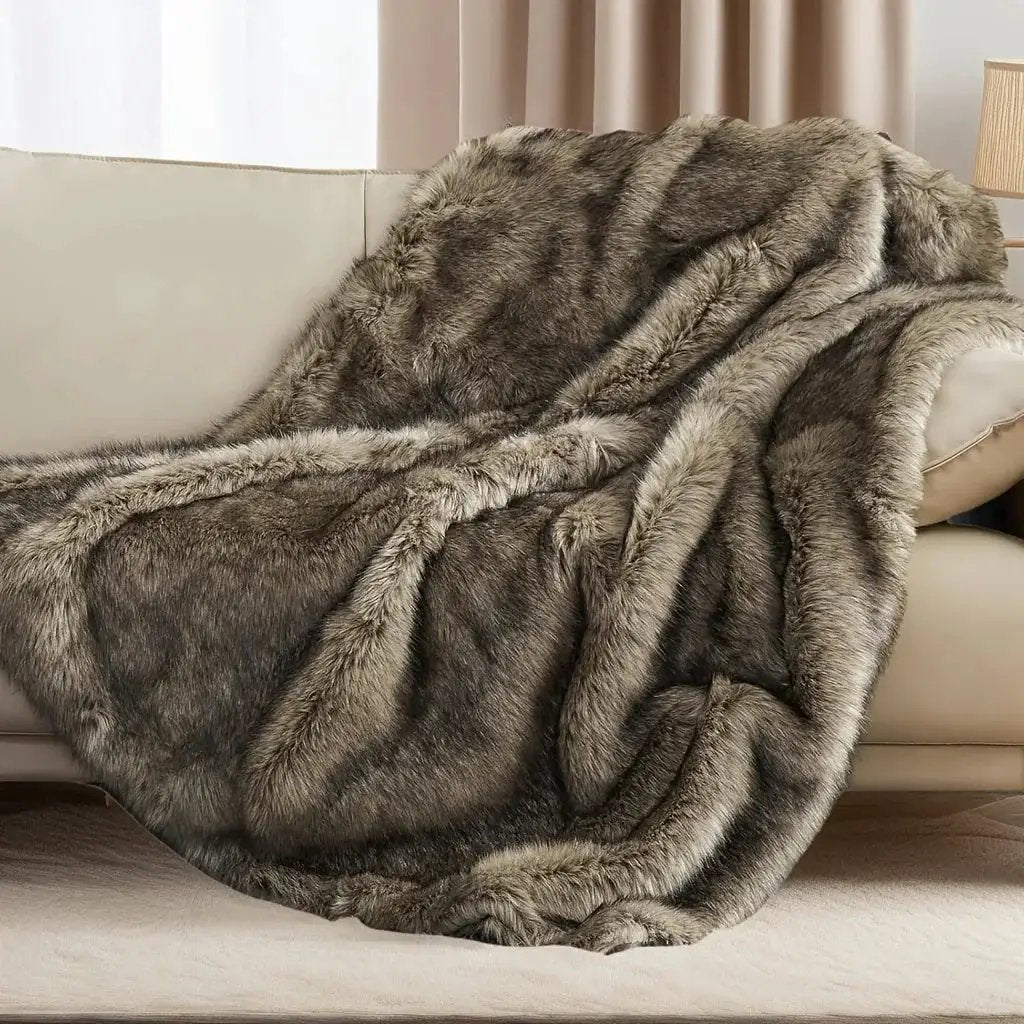 Faux Fur Blanket - Super Soft 1000GSM 60x80 by House Of Avana