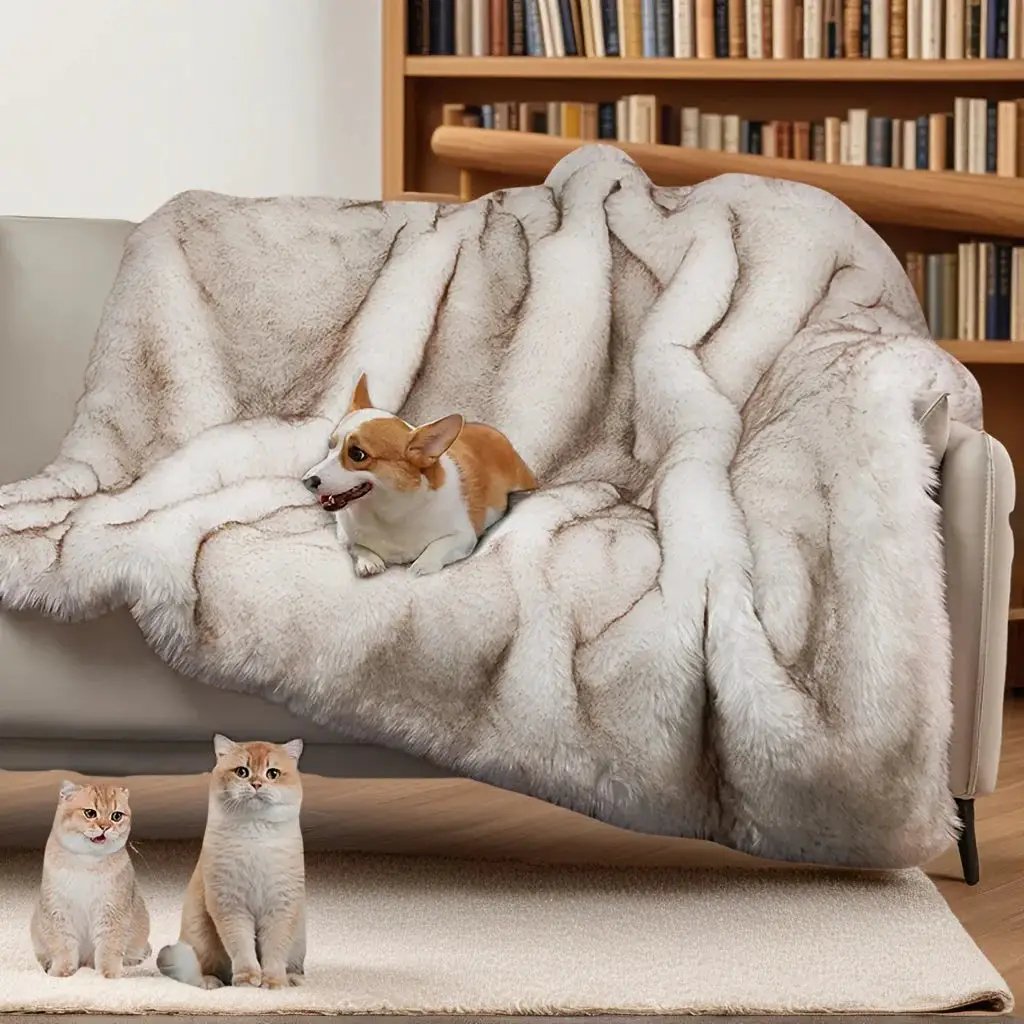 Faux Fur Blanket - Super Soft 1000GSM 60x80 by House Of Avana