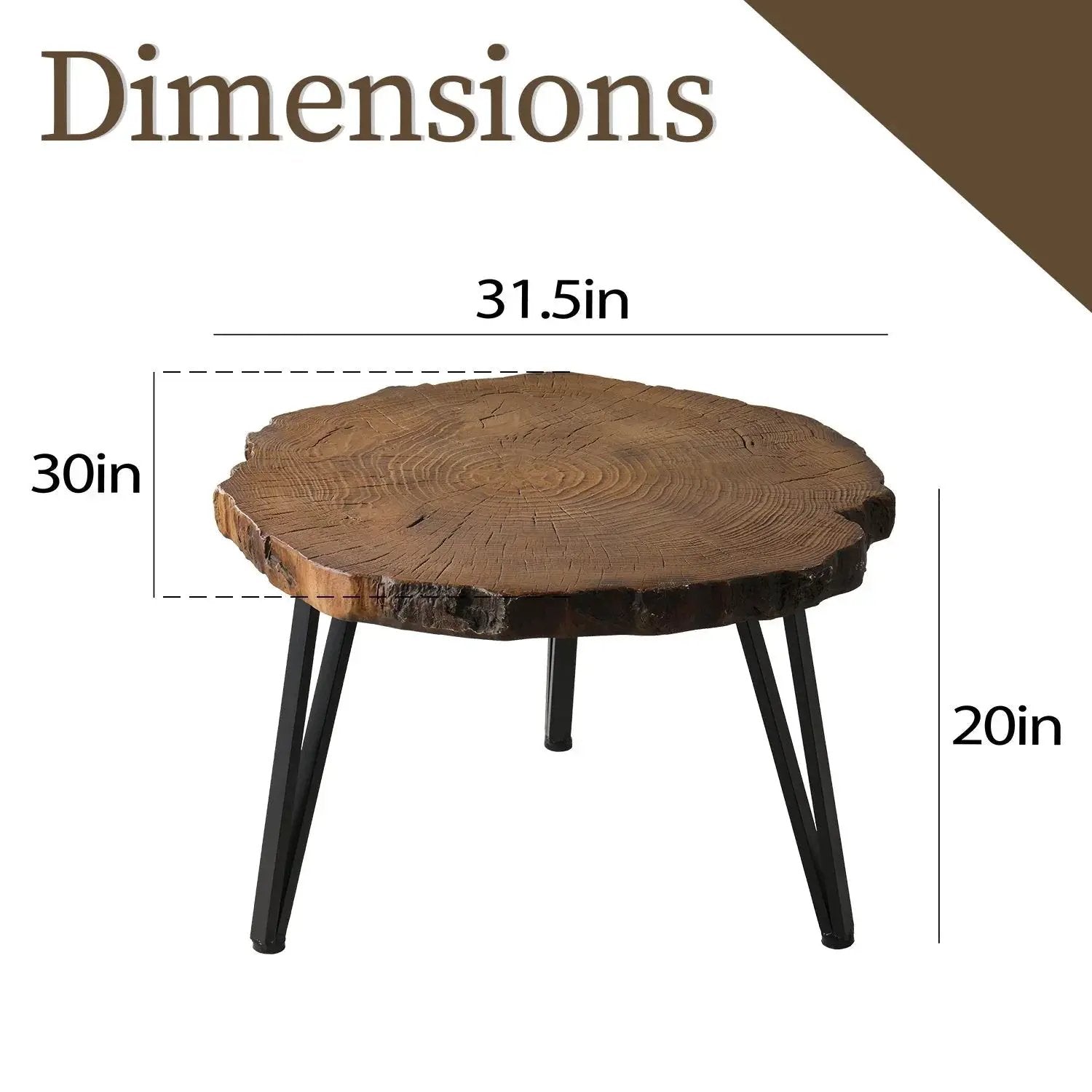 Rustic Faux Wood Round Side Table – Modern Indoor & Outdoor Accent End Table by House Of Avana