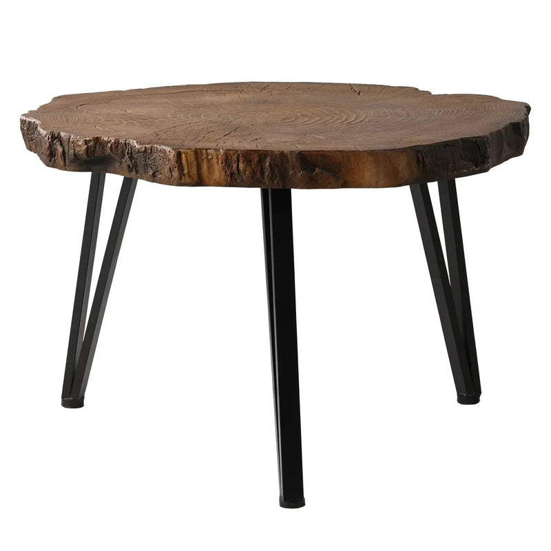 Rustic Faux Wood Round Side Table – Modern Indoor & Outdoor Accent End Table by House Of Avana