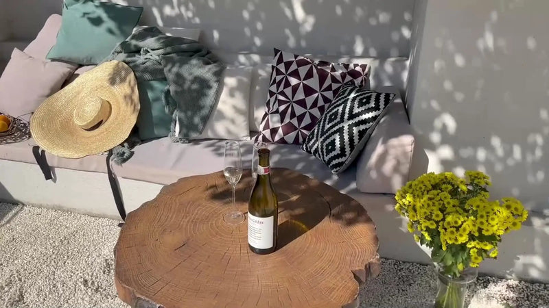 Rustic Faux Wood Round Side Table – Modern Indoor & Outdoor Accent End Table by House Of Avana