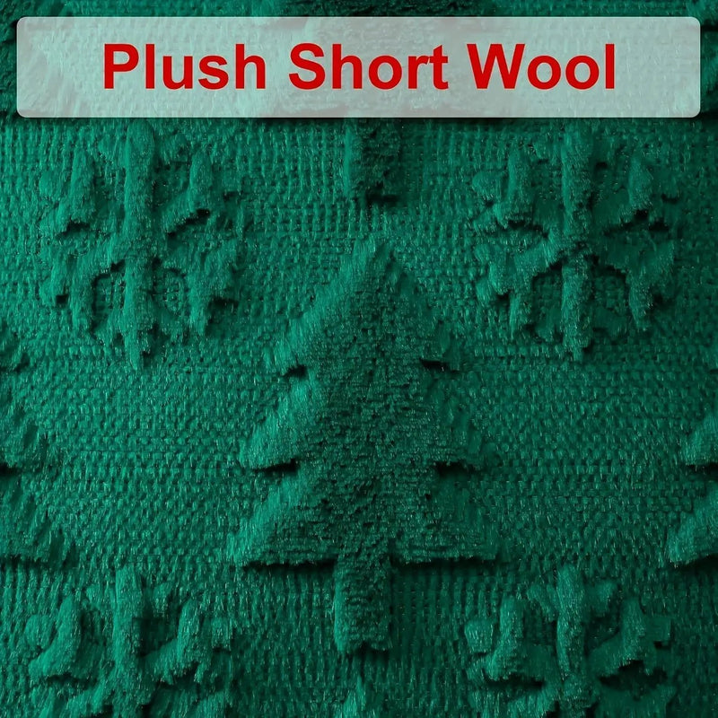 Faux Wool Christmas Tree Throw Pillow Covers, 45.72x45.72 cm, Snowflake Design by House Of Avana