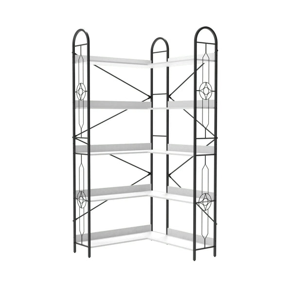 Industrial Style Corner Bookshelf With Thickened Iron Frame