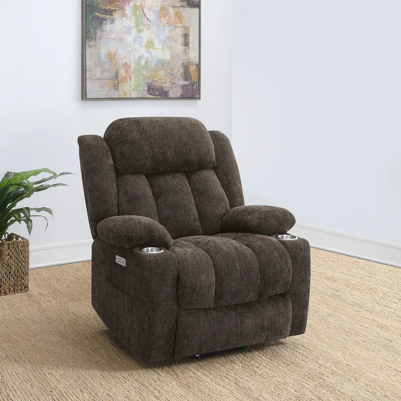 Beca - Upholstered Power Lift Recliner With Cupholders And USB Charging by HouseOfZazla
