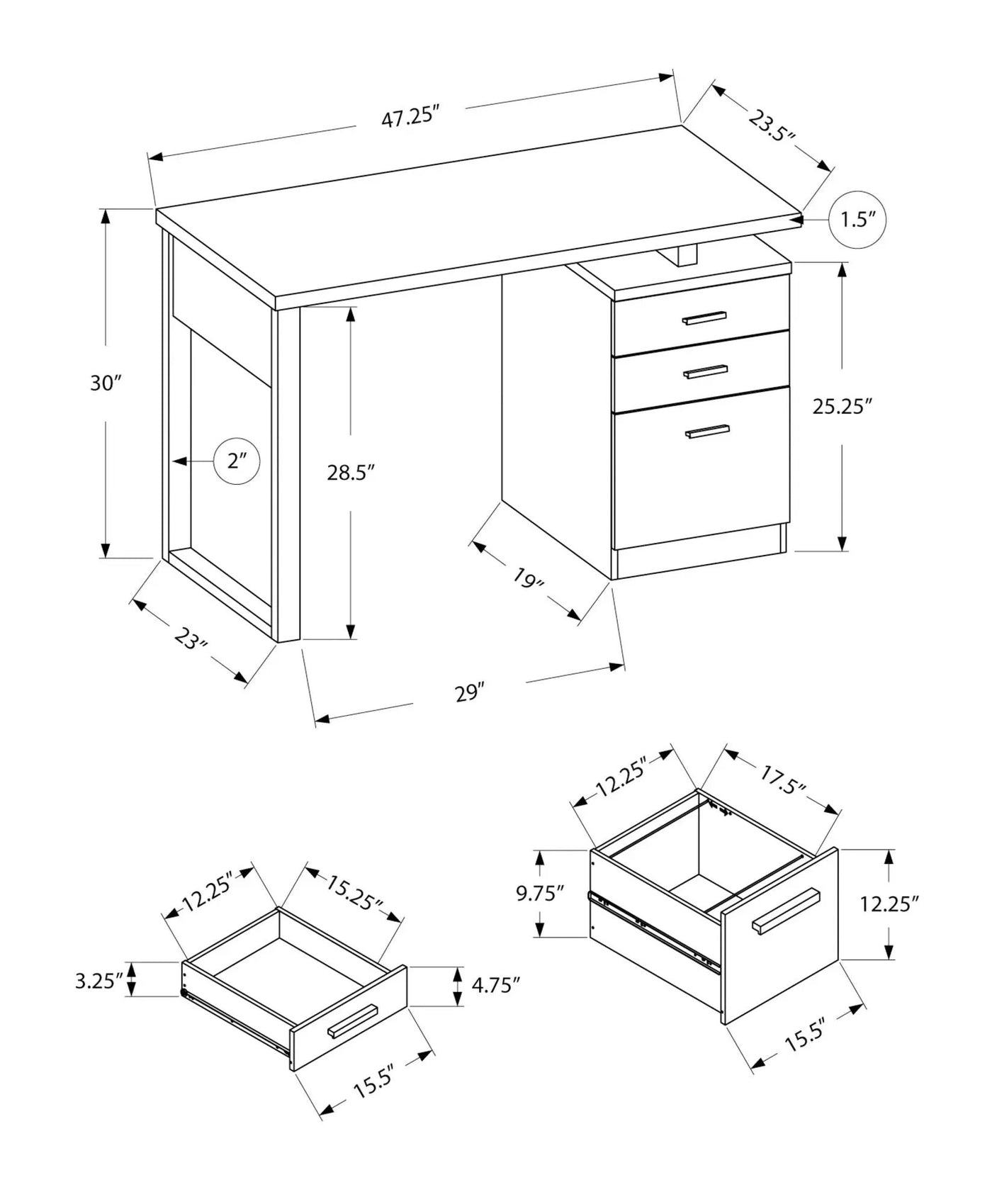 Computer Desk for Home Office Laptop with Reversible Storage Drawers by HouseOfZazla