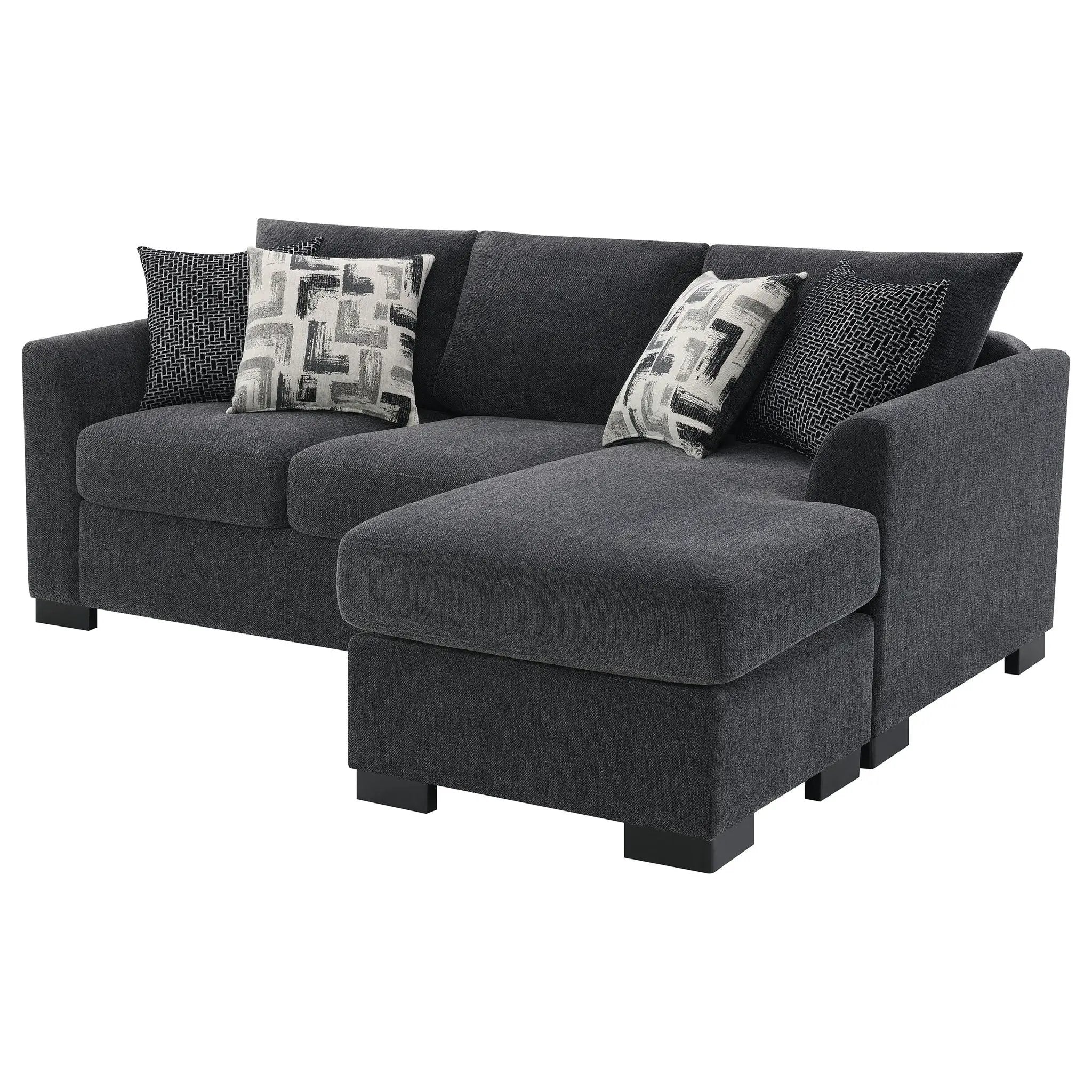 Pacheco - Upholstered Sleeper Sectional Chaise Sofa With Pocket Coils And Reversible Cushions - Dark Gray by HouseOfZazla