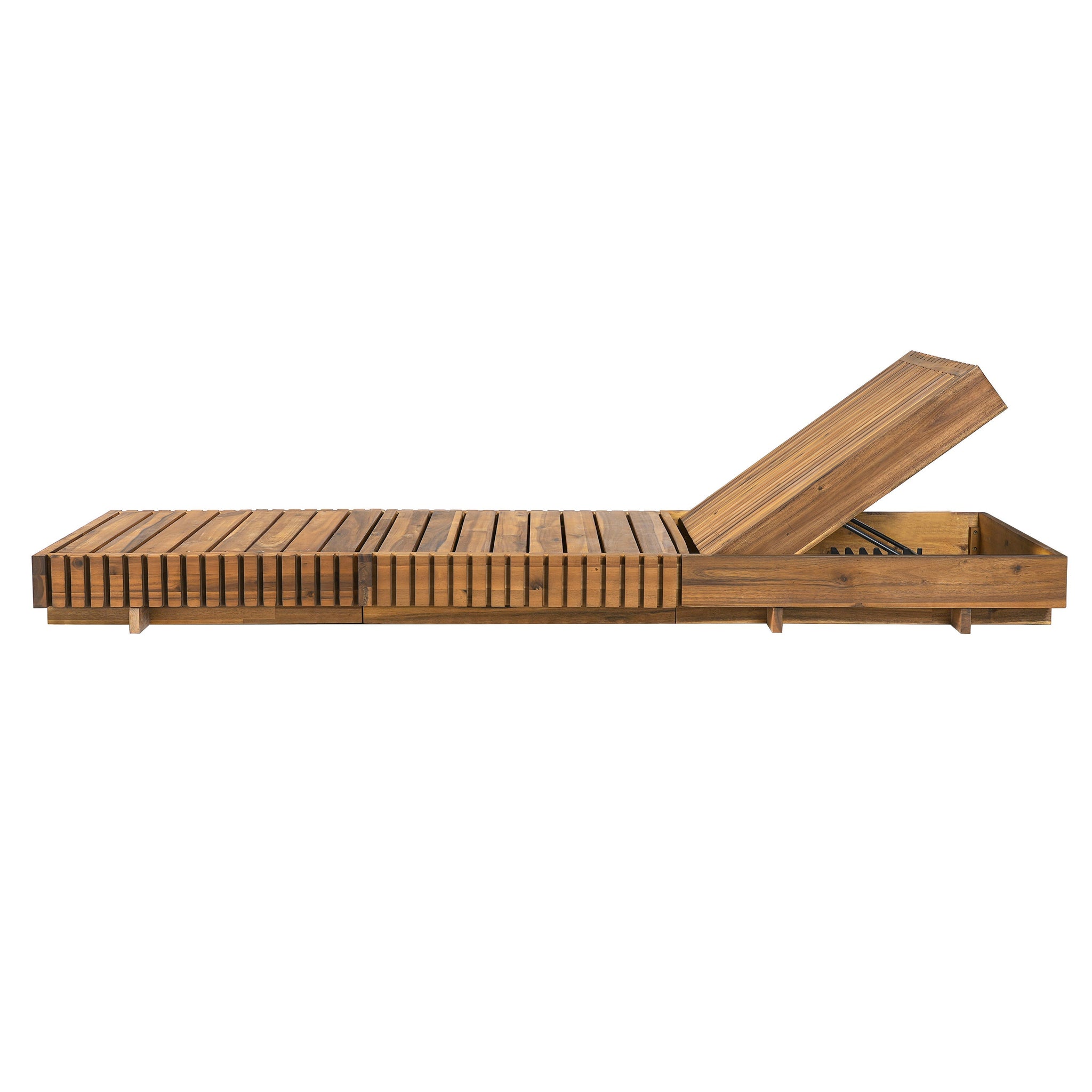 Lounge Chaise Set, Acacia Solid Wood with Cream Lounge Cushion by HouseOfZazla