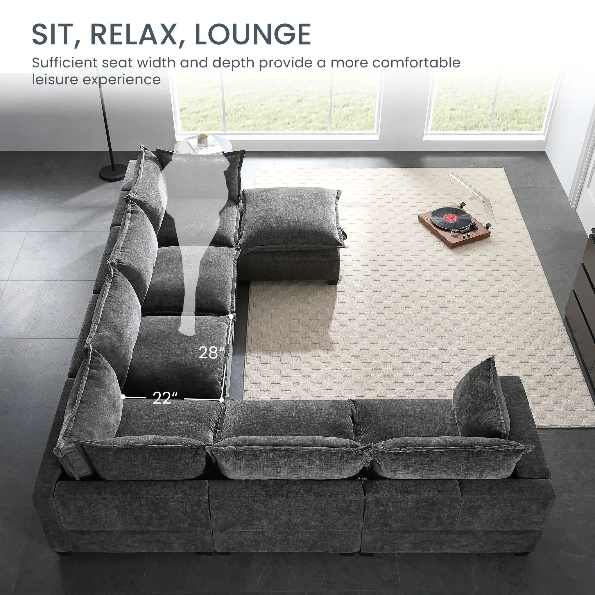 117.5'' Modular Sectional Sofa with Movable Storage Ottoman by HouseOfZazla