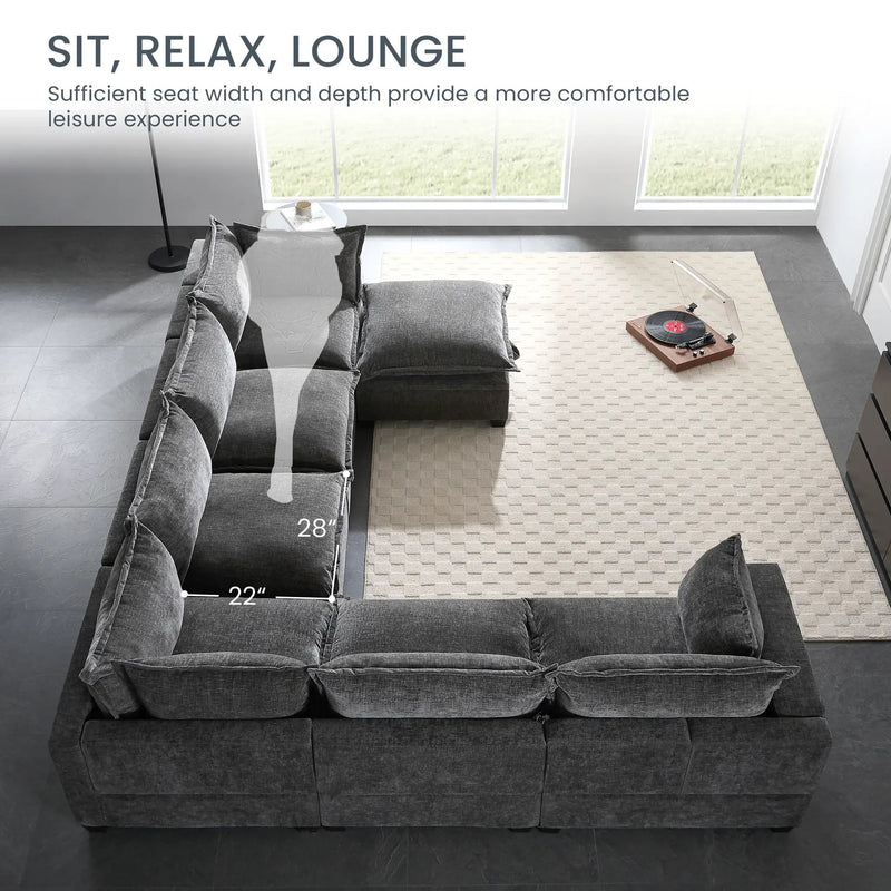 117.5'' Modular Sectional Sofa with Movable Storage Ottoman by HouseOfZazla