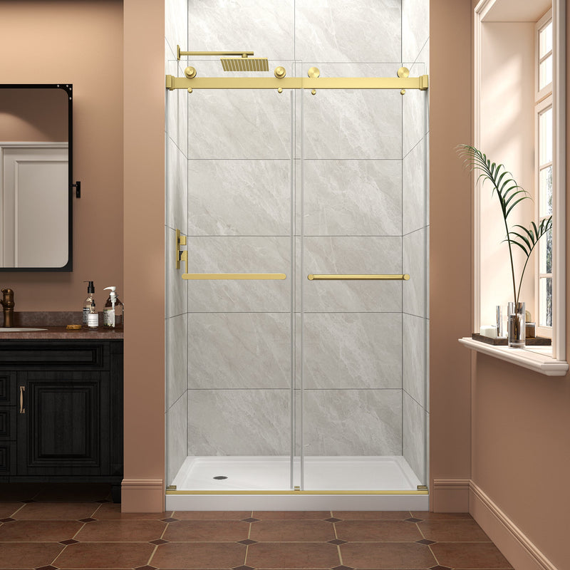 43"-48" W x 76" H Brushed Frameless Shower Door by HouseOfZazla