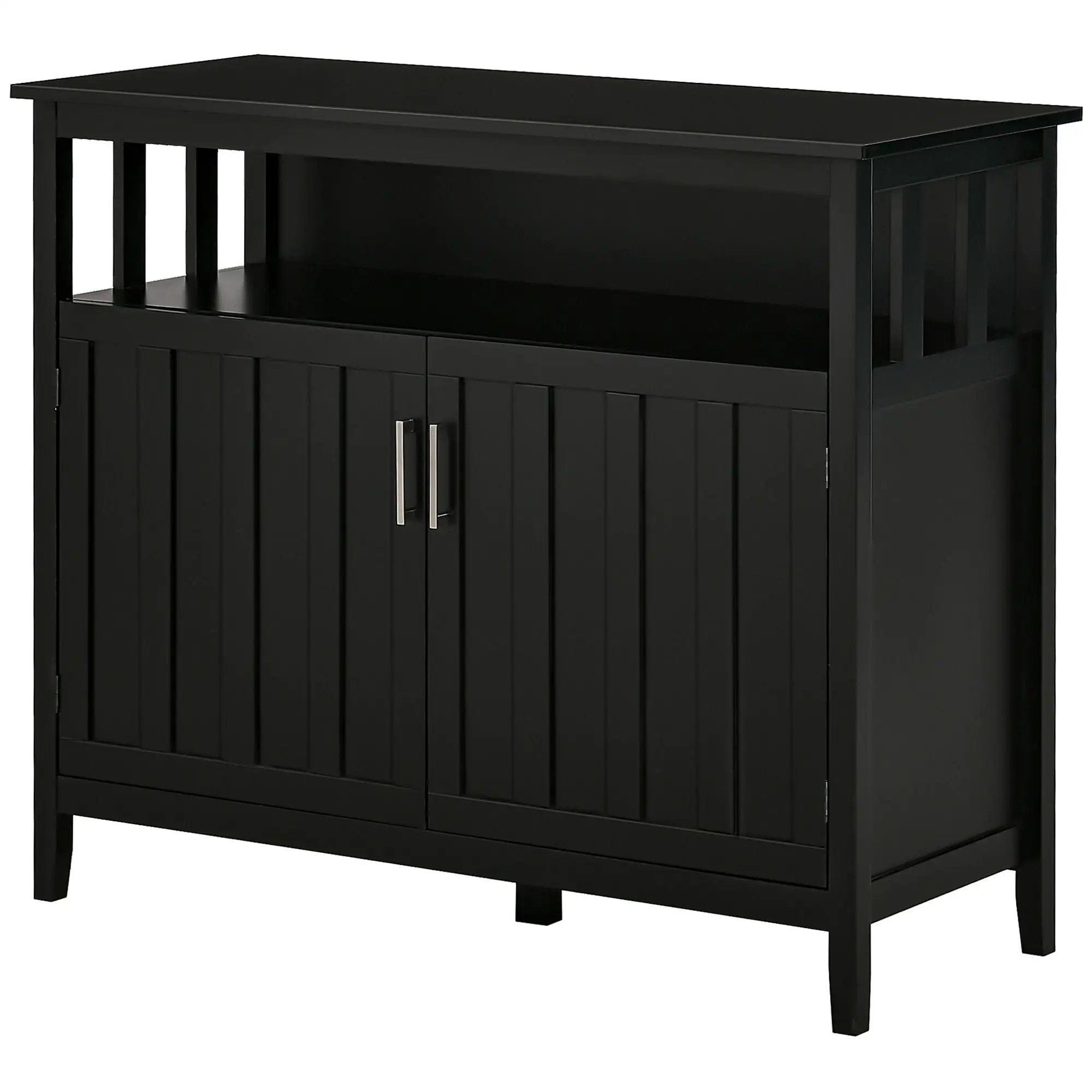 Homcom - Sideboard Buffet Cabinet, Kitchen Cabinet, Coffee Bar Cabinet With 2 Doors And Adjustable Shelves For Entryway Living Room - Black by HouseOfZazla