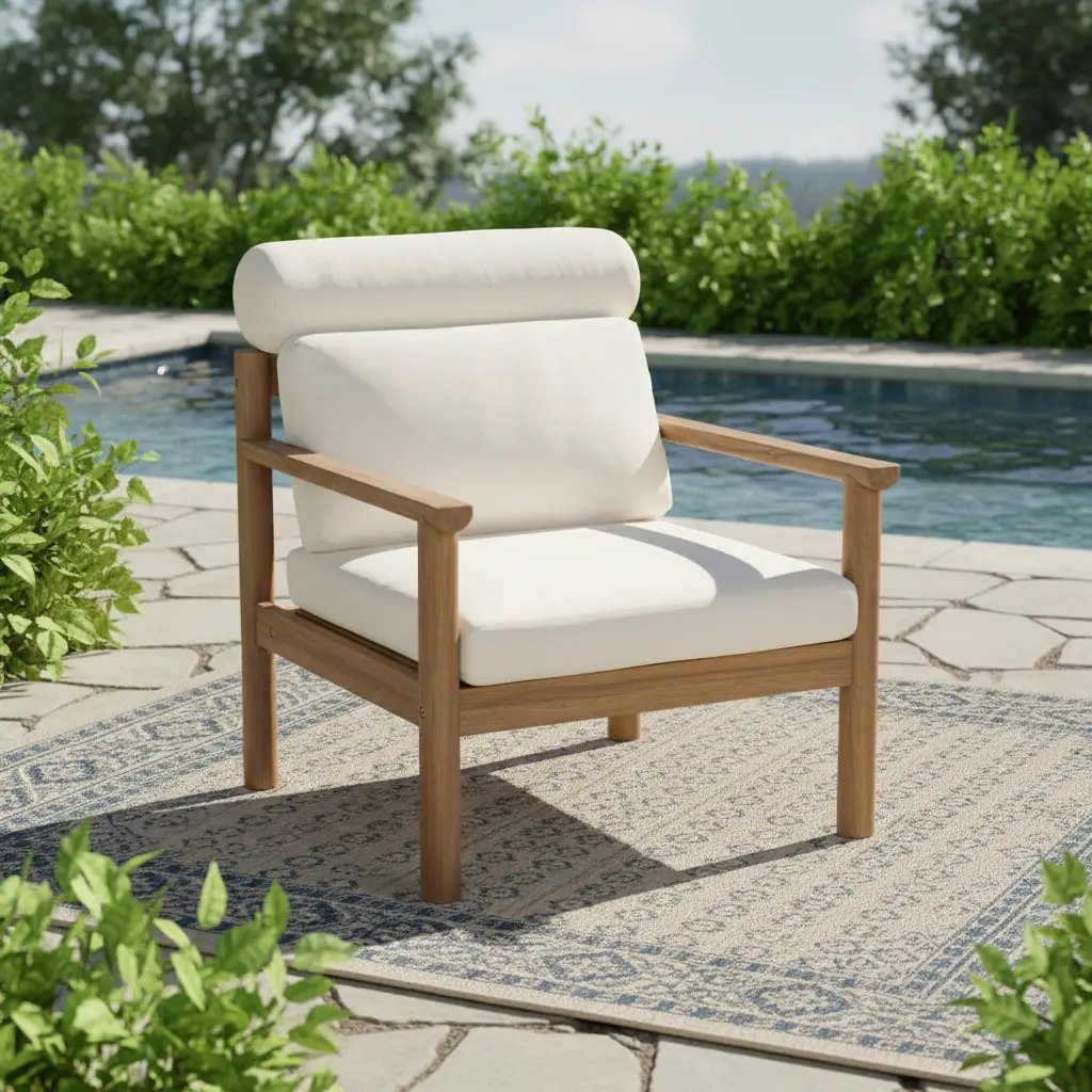 28" Mid-Century Modern Acacia Wood Outdoor Patio Chair by HouseOfZazla