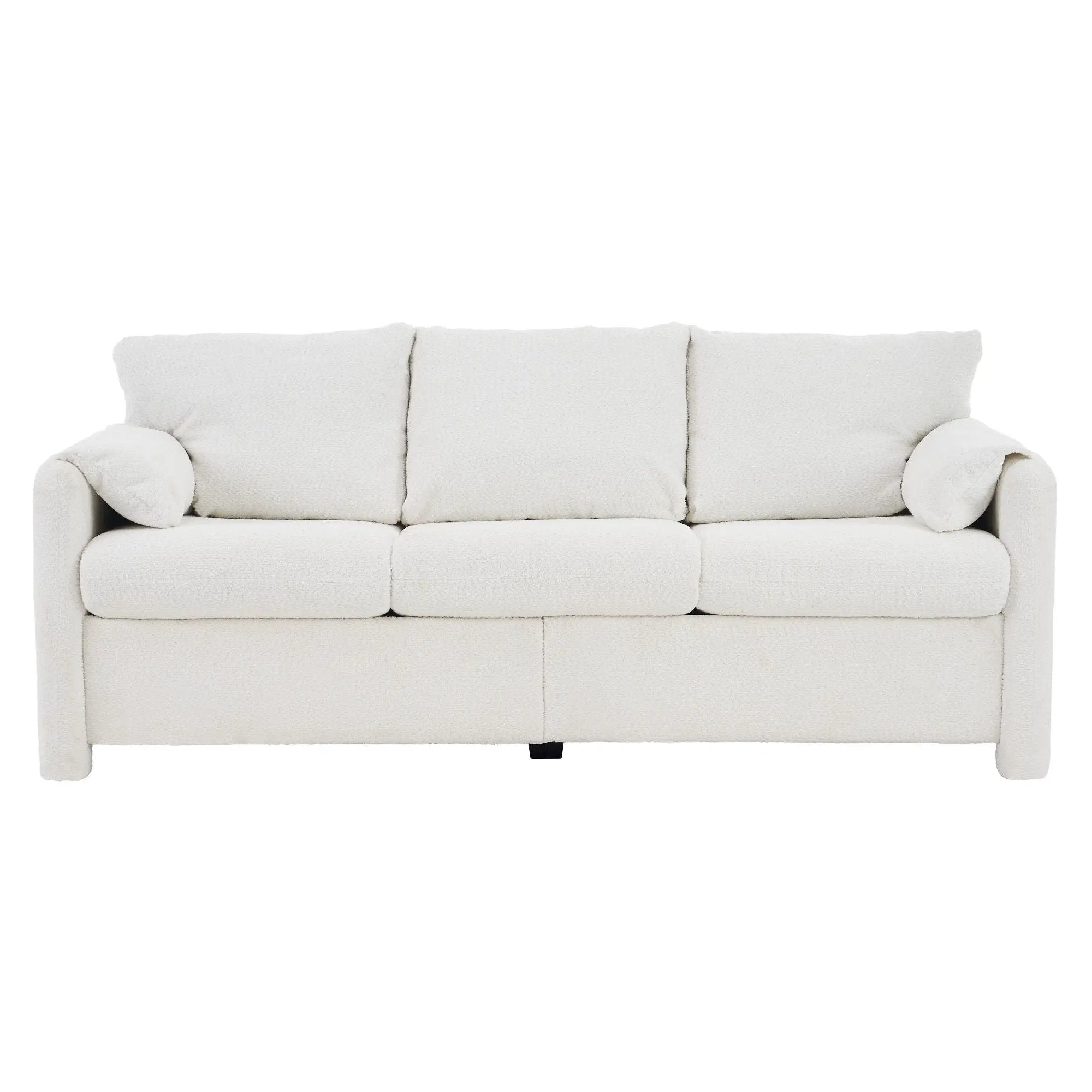 Modern 3 Seater Sofa Chenille Couch Plush Triple Seater Sofa With High Density Foam Cushions, Deep Seat Living Room Couch For Family Room, Apartment & Home Theater - Ivory White by HouseOfZazla