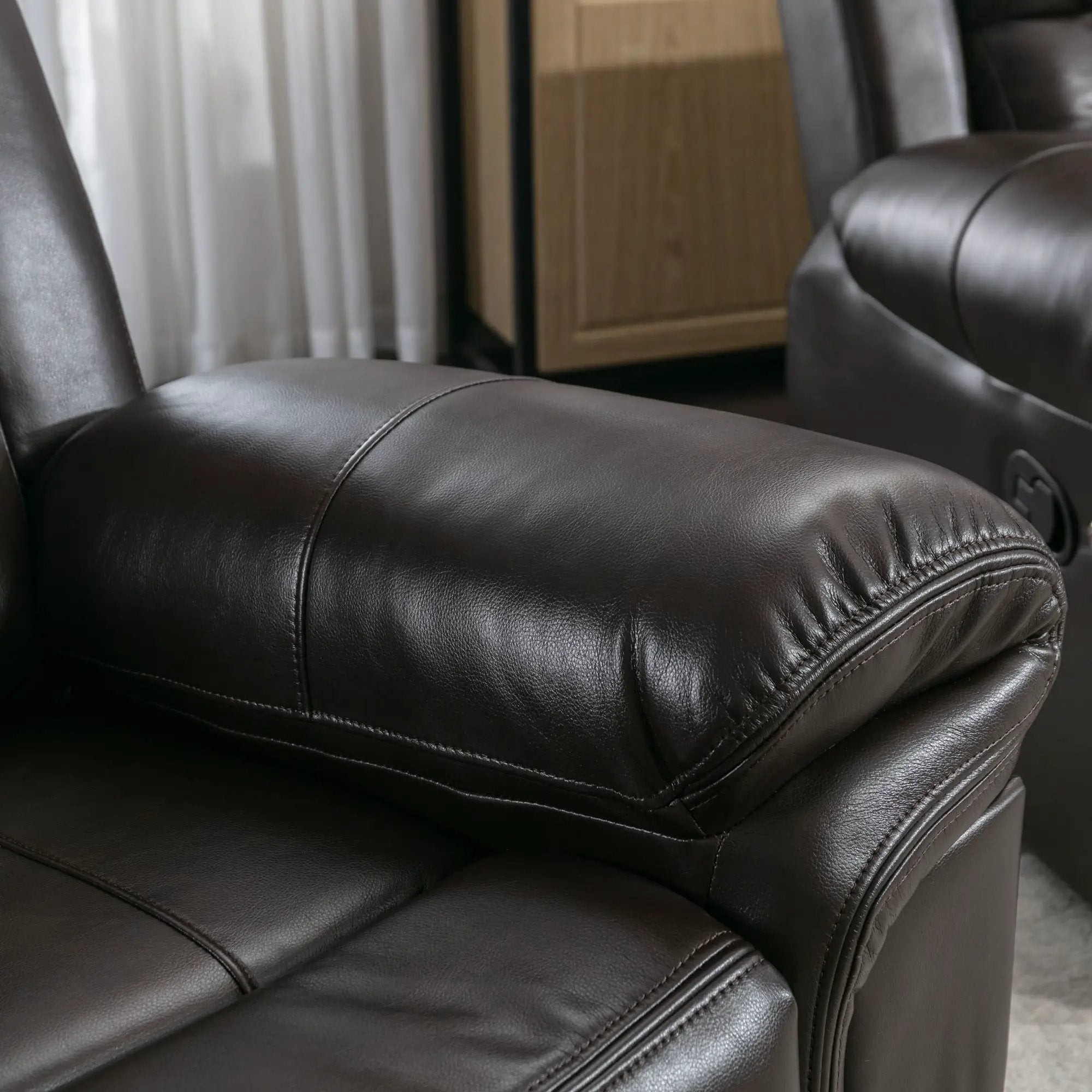Home Theater Seating Manual Recliner Loveseat With Hide-Away Storage, Cup Holders And Led Light Strip For Living Room by HouseOfZazla